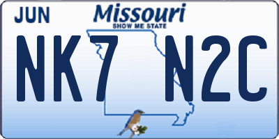 MO license plate NK7N2C