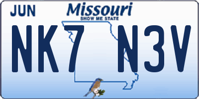 MO license plate NK7N3V