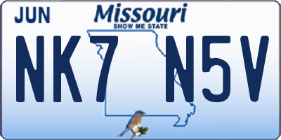 MO license plate NK7N5V