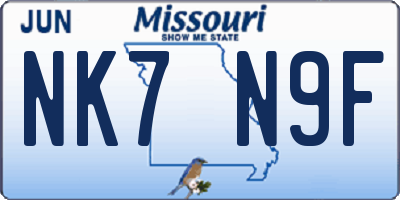 MO license plate NK7N9F