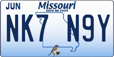 MO license plate NK7N9Y