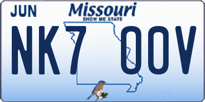 MO license plate NK7O0V