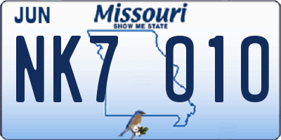 MO license plate NK7O1O
