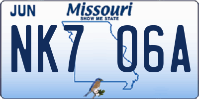MO license plate NK7O6A