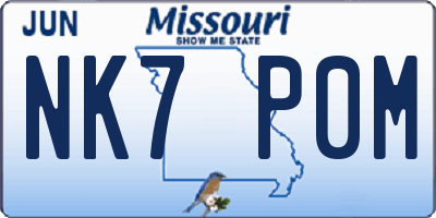 MO license plate NK7P0M