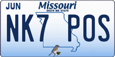 MO license plate NK7P0S