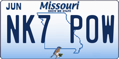 MO license plate NK7P0W