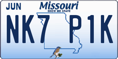 MO license plate NK7P1K