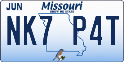 MO license plate NK7P4T