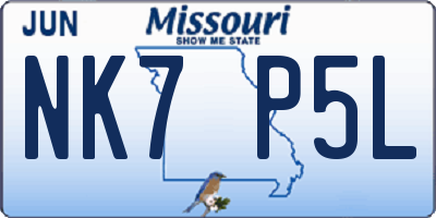 MO license plate NK7P5L