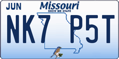 MO license plate NK7P5T