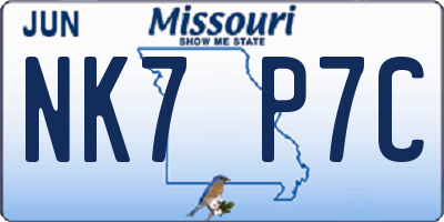 MO license plate NK7P7C