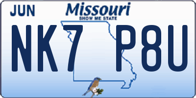 MO license plate NK7P8U