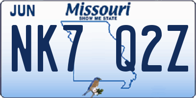 MO license plate NK7Q2Z