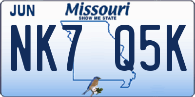 MO license plate NK7Q5K