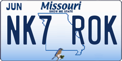MO license plate NK7R0K