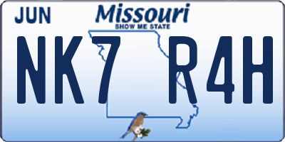 MO license plate NK7R4H
