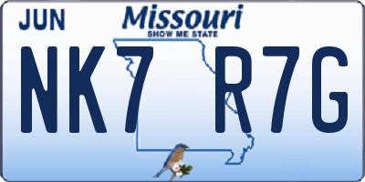 MO license plate NK7R7G