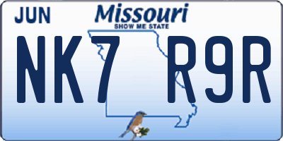 MO license plate NK7R9R