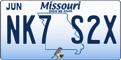 MO license plate NK7S2X