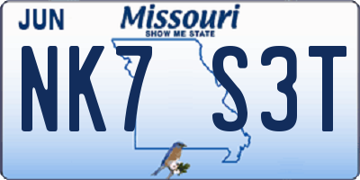 MO license plate NK7S3T