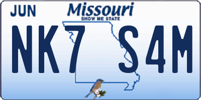 MO license plate NK7S4M