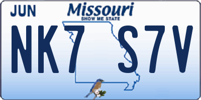 MO license plate NK7S7V