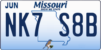 MO license plate NK7S8B