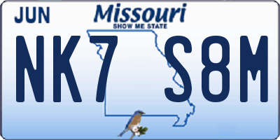 MO license plate NK7S8M