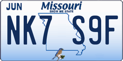 MO license plate NK7S9F