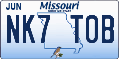 MO license plate NK7T0B