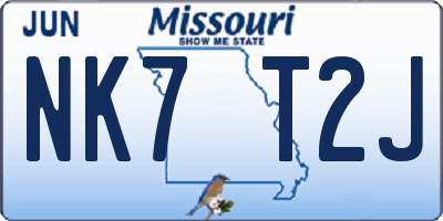 MO license plate NK7T2J