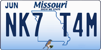 MO license plate NK7T4M