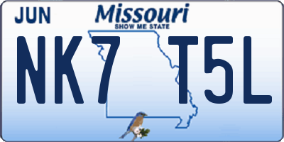 MO license plate NK7T5L