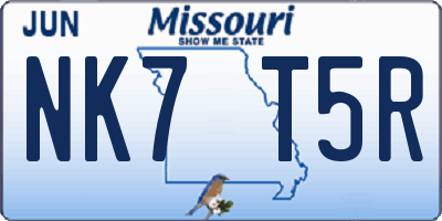 MO license plate NK7T5R