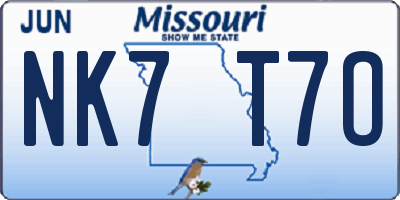 MO license plate NK7T7O