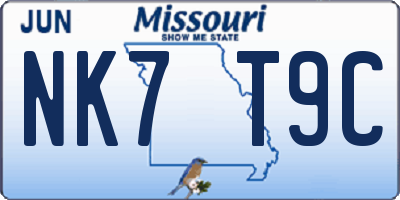 MO license plate NK7T9C