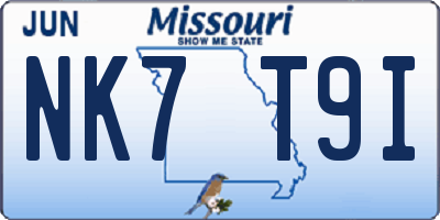 MO license plate NK7T9I