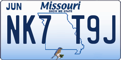 MO license plate NK7T9J