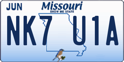 MO license plate NK7U1A