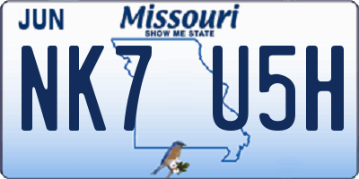 MO license plate NK7U5H