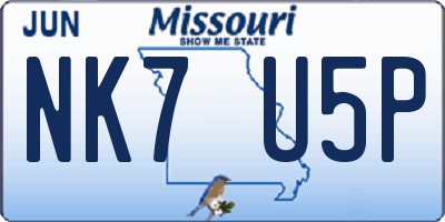 MO license plate NK7U5P