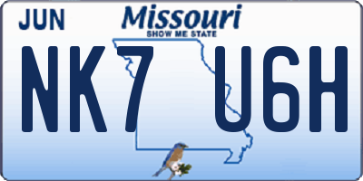 MO license plate NK7U6H