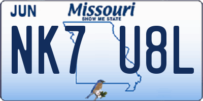 MO license plate NK7U8L