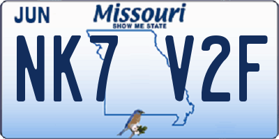 MO license plate NK7V2F