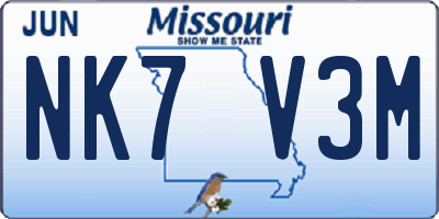 MO license plate NK7V3M