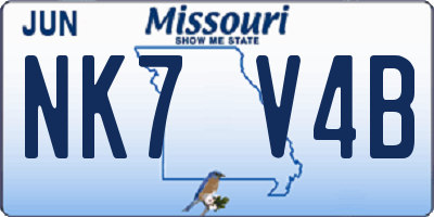 MO license plate NK7V4B
