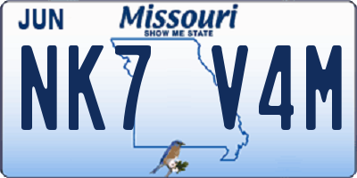 MO license plate NK7V4M