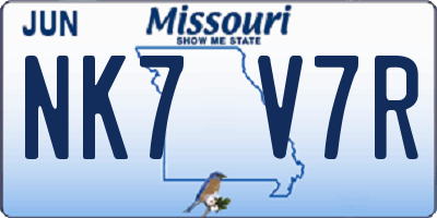 MO license plate NK7V7R