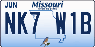 MO license plate NK7W1B